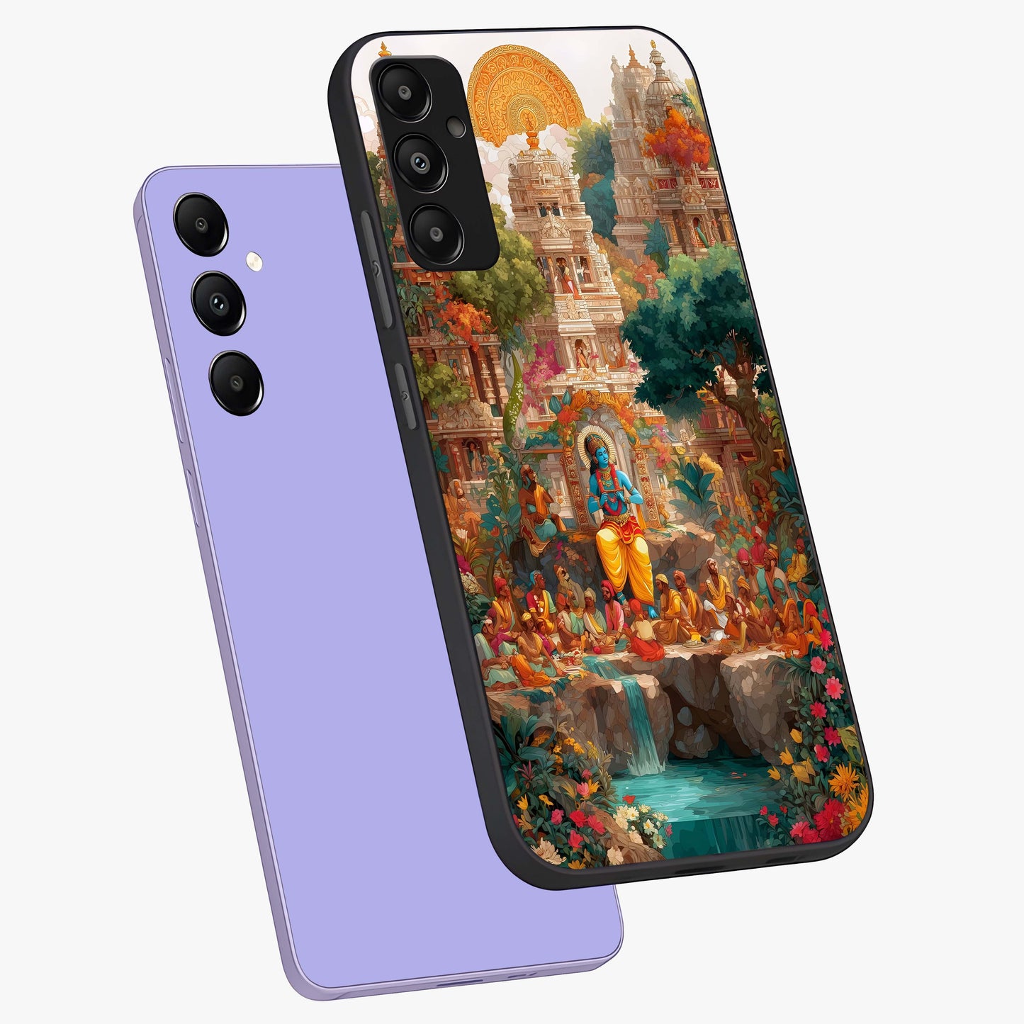 Sacred Sunlight Gods Glass Case displayed in angled mockup highlighting radiant spiritual design with celestial aesthetic.
