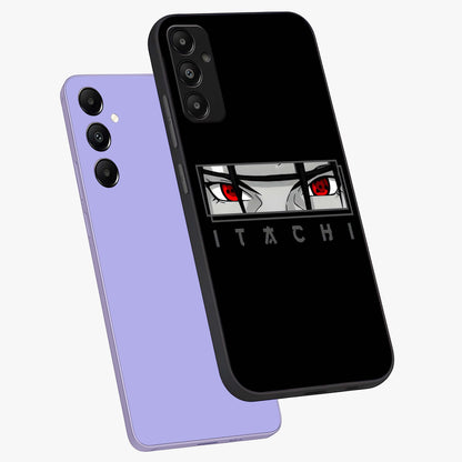Scarlet Gaze Dominance Glass Case displayed in angled mockup highlighting intense visual design with bold scarlet aesthetic.