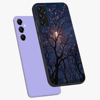 Twilight Sakura Serenade Glass Case displayed in angled mockup highlighting delicate sakura flower design with dreamy aesthetic.