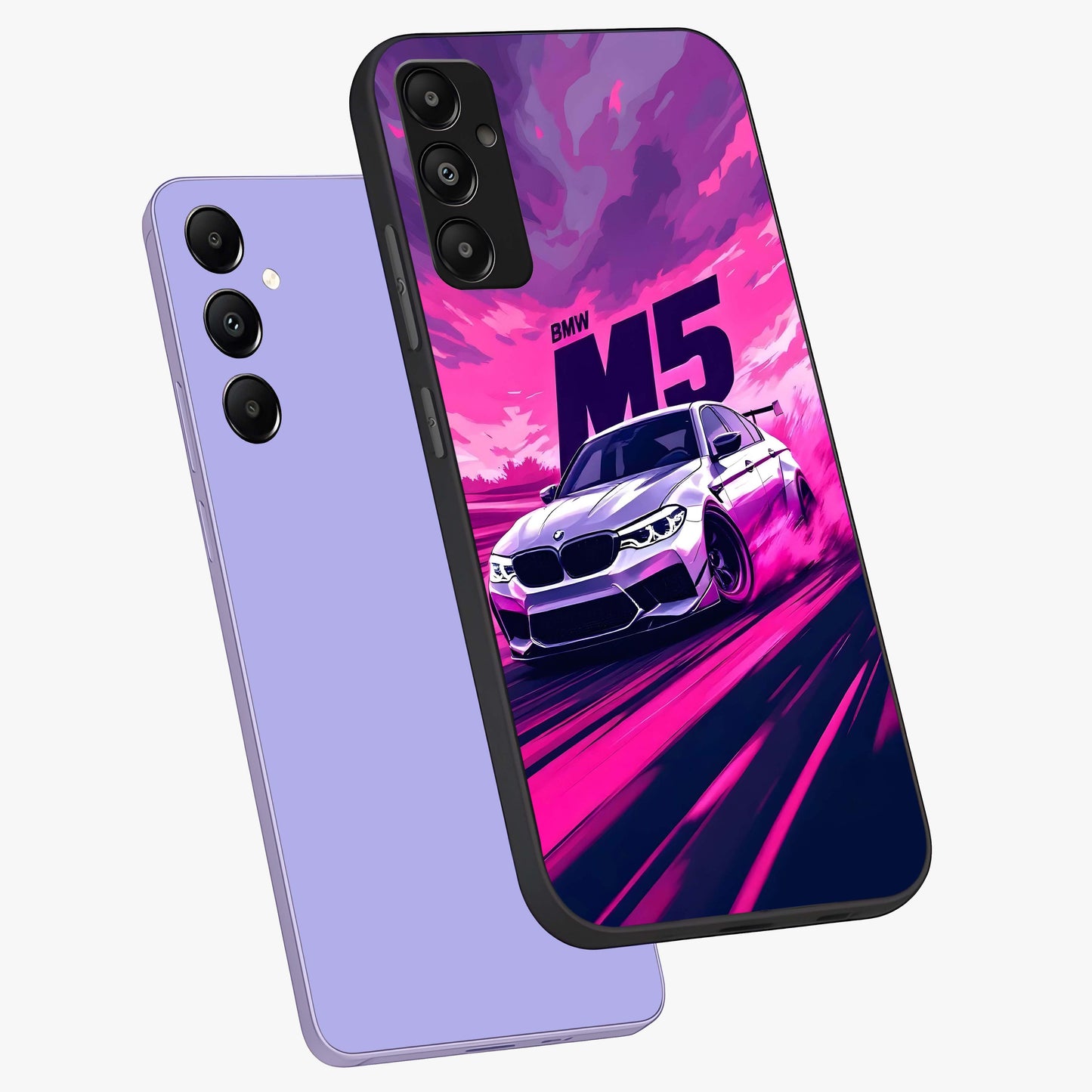 Velocity Drift Pulse Glass Case displayed in angled mockup highlighting dynamic drift design with sporty automotive aesthetic.