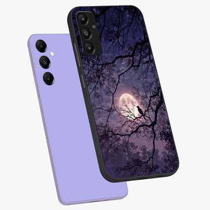 Whispering Moon Silence Glass Case displayed in angled mockup highlighting calm lunar design with dreamy night aesthetic.