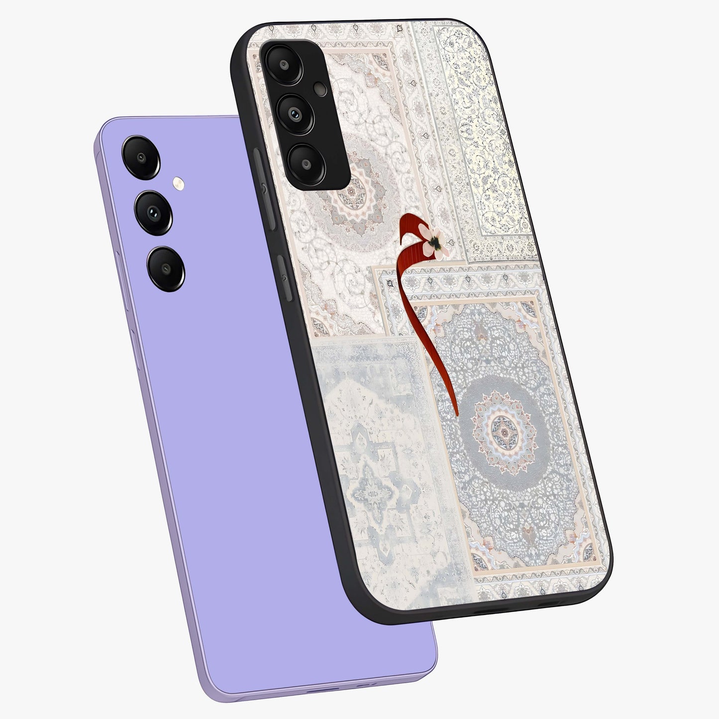 White Aesthetic Bow Glass Case displayed in angled mockup highlighting clean bow design with soft aesthetic style.