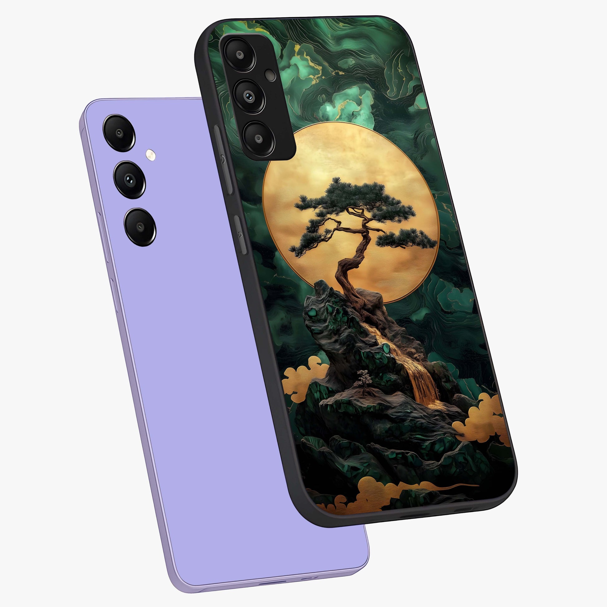 Zen Moon Rise Glass Case displayed in angled mockup highlighting peaceful lunar design with zen aesthetic style.
