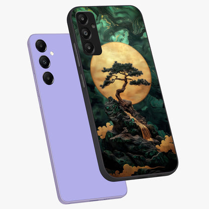 Zen Moon Rise Glass Case displayed in angled mockup highlighting peaceful lunar design with zen aesthetic style.