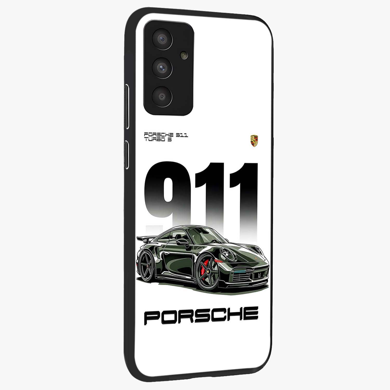911 Turbo Dominance Glass Case upright perspective showcasing powerful racing design and modern automotive aesthetic.