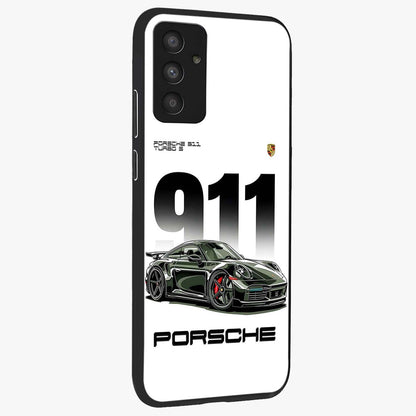 911 Turbo Dominance Glass Case upright perspective showcasing powerful racing design and modern automotive aesthetic.