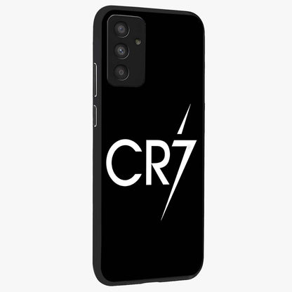 Cr7 Elite Strike Glass Case upright view showcasing energetic football inspired design with modern sports aesthetic.