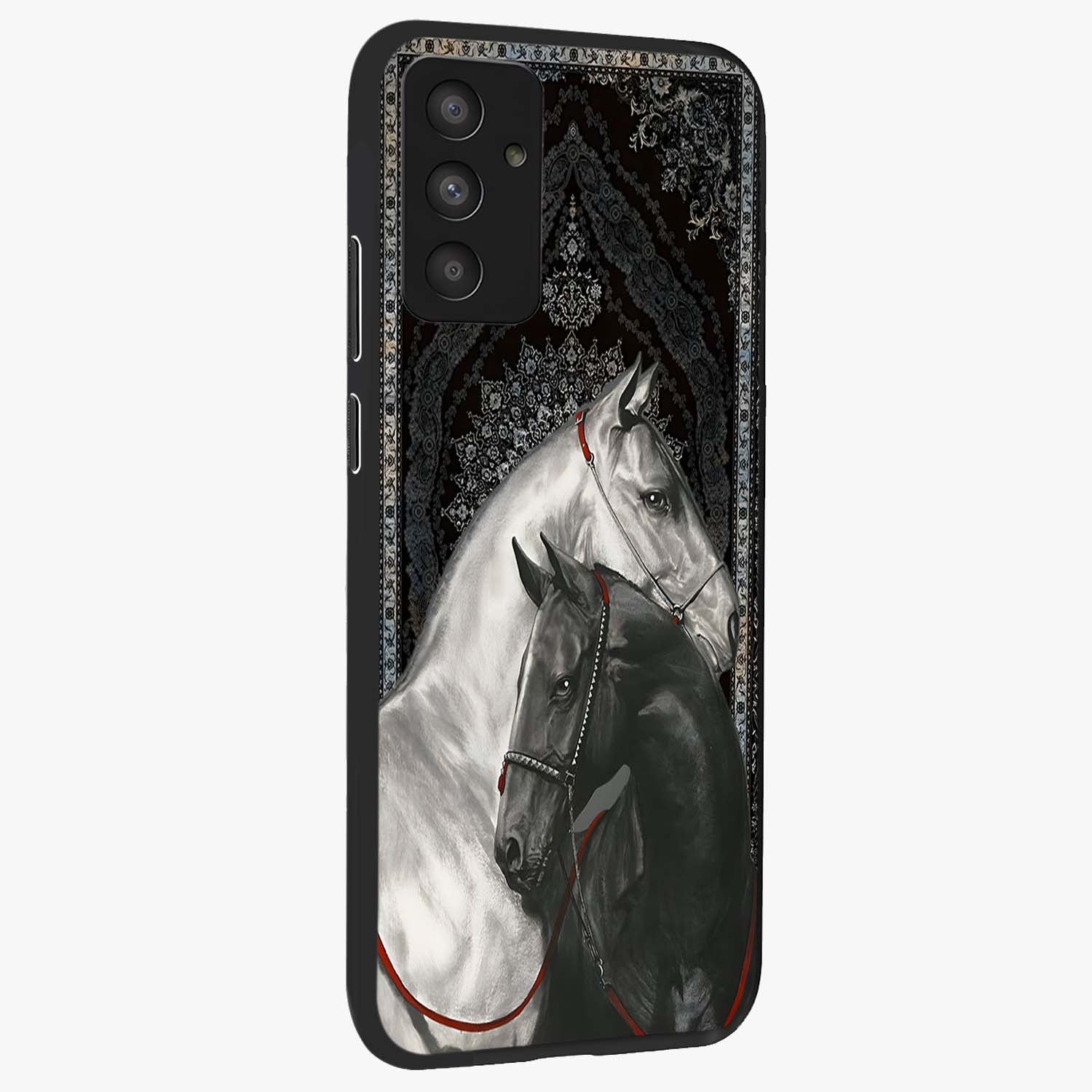 Majestic Ride Legacy Glass Case upright view showcasing dynamic ride inspired artwork with modern automotive theme.
