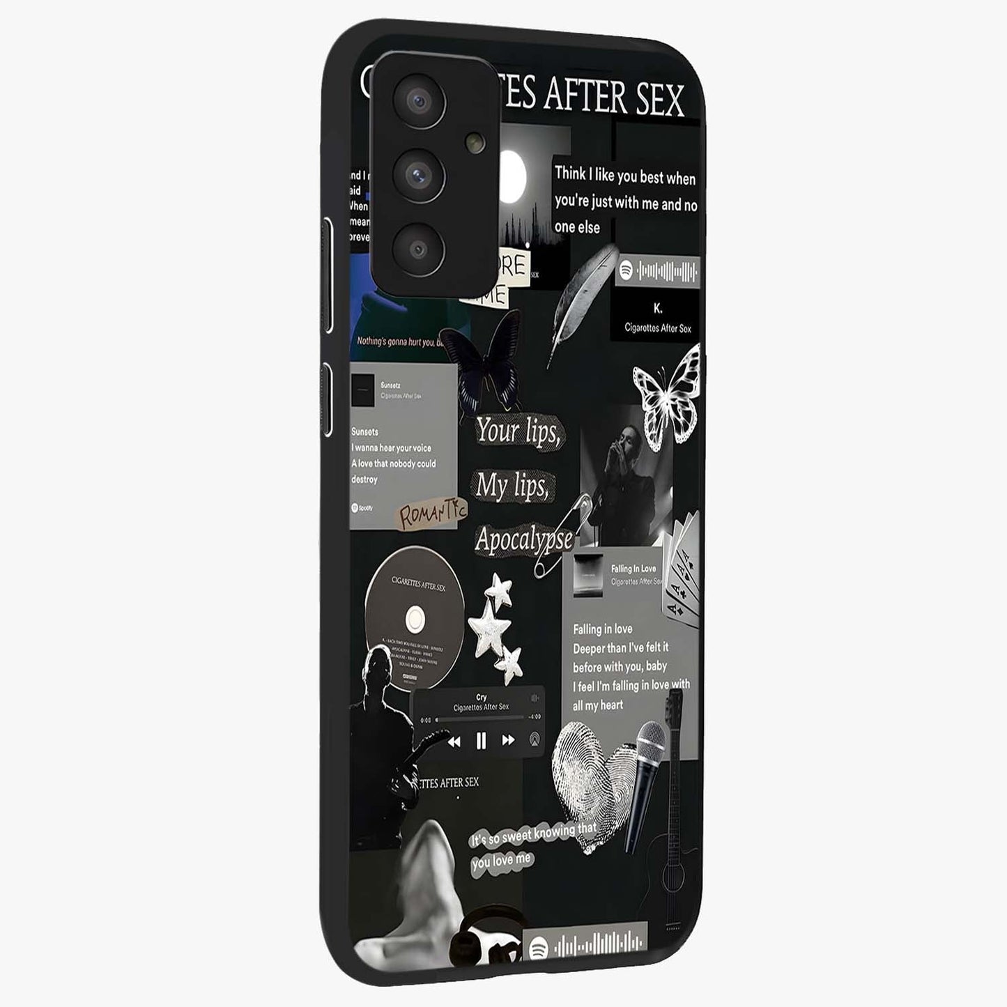 Midnight Love Echo Glass Case upright view showcasing expressive romantic artwork with dreamy midnight theme.