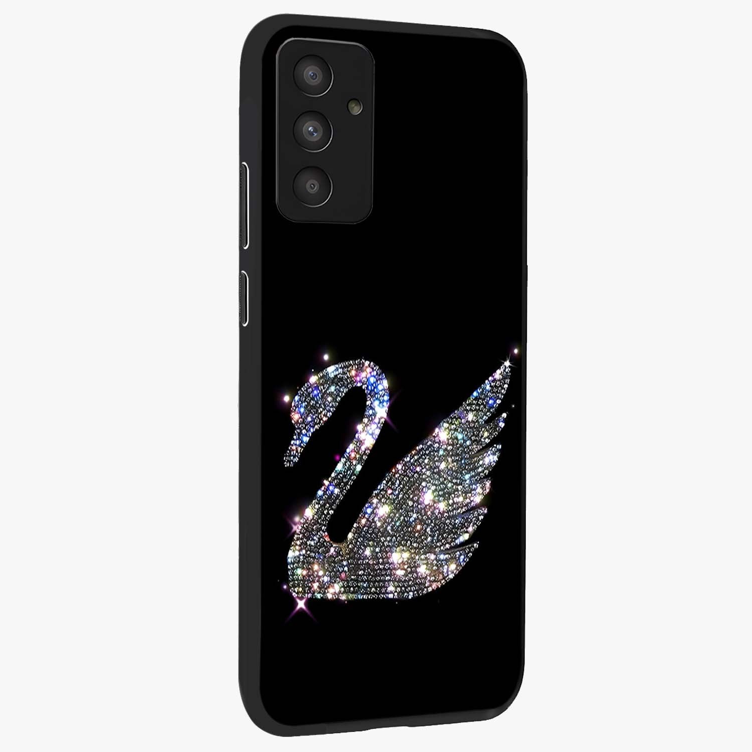 Starlit Swan Grace Glass Case upright view showcasing beautiful swan artwork with peaceful night themed design.