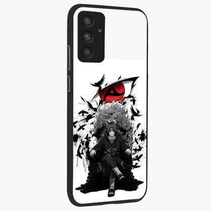 Uchiha Shadow Throne Glass Case upright view showcasing magical underwater galaxy artwork with vibrant cosmic theme.