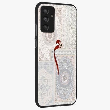 White Aesthetic Bow Glass Case upright view showcasing delicate ribbon bow artwork with cute minimalist theme.