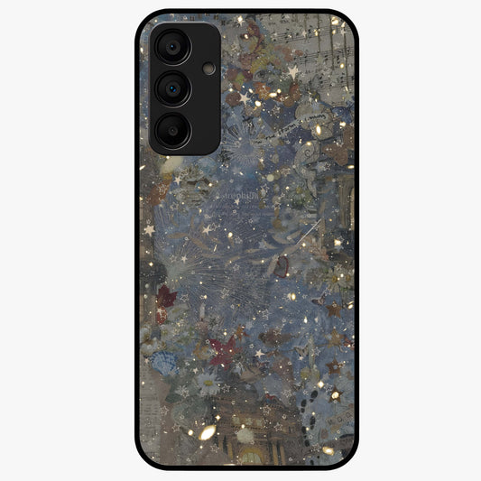 Aesthetic Astrolophia Glass Case showing flat back view with dreamy aesthetic design and glossy glass finish.