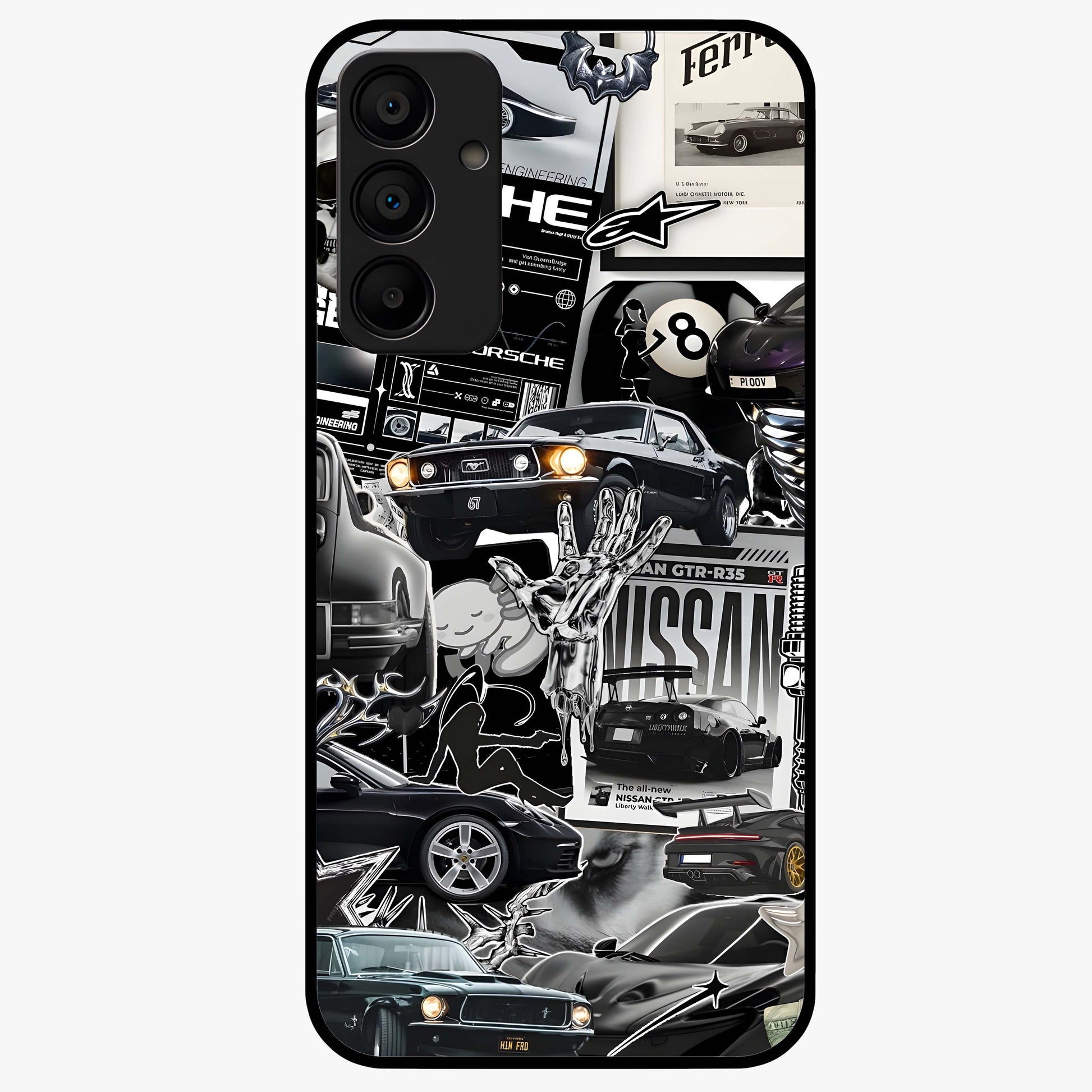 Aesthetic Dark Love Glass Case showing flat back view with dark romantic artwork and glossy glass finish.