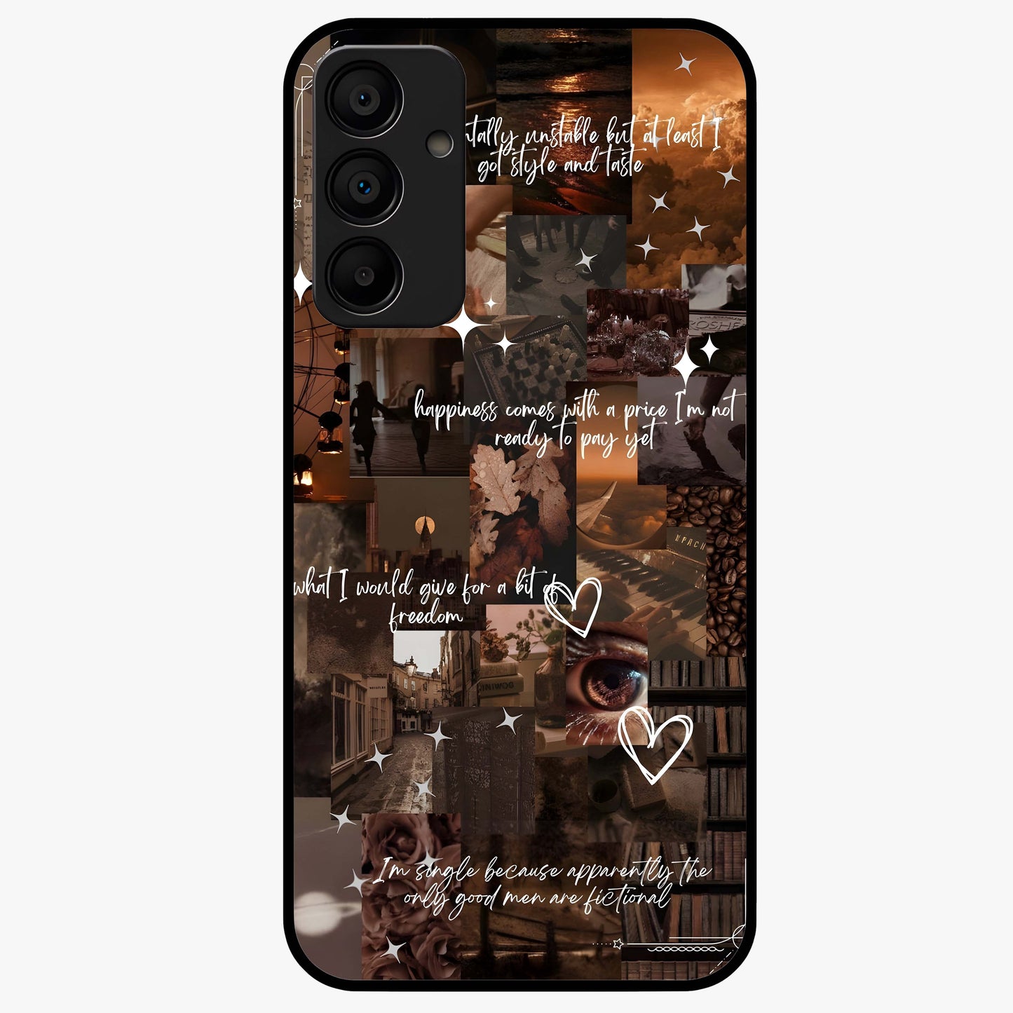 Bittersweet Aesthetic Chaos Glass Case showing flat back view with artistic chaotic aesthetic design and glossy glass finish.
