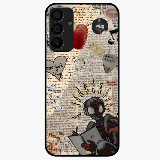 City Dream Sketch Glass Case showing flat back view with artistic city skyline sketch artwork and glossy glass finish.