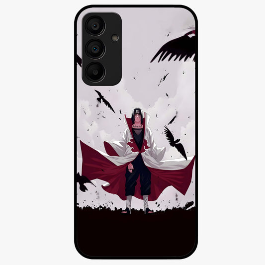 Crimson Crow Ascension Glass Case showing flat back view with mystical crow artwork and glossy glass finish.
