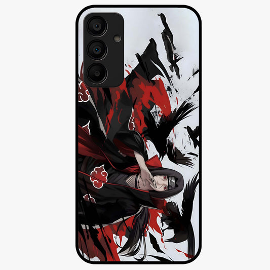 Crimson Crow Illusion Glass Case showing flat back view with artistic crow illusion artwork and glossy glass finish.