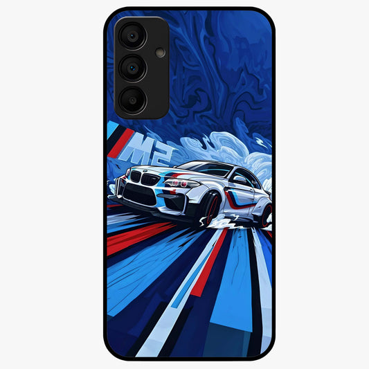 Drift Power Rush Glass Case showing flat back view with dynamic racing inspired artwork and glossy glass finish.