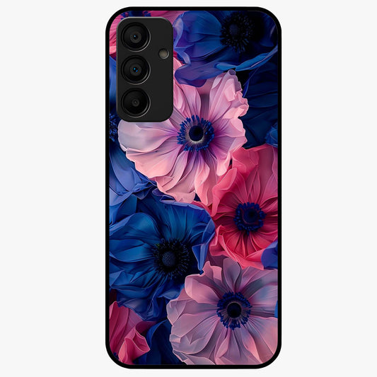 Flower Paper Art Pattern Glass Case showing flat back view with paper cut style floral artwork and glossy glass finish.