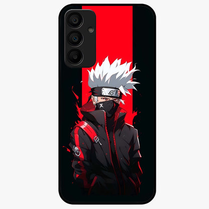 Kakashi Scarlet Shadow Glass Case showing flat back view with powerful anime ninja artwork and glossy glass finish.