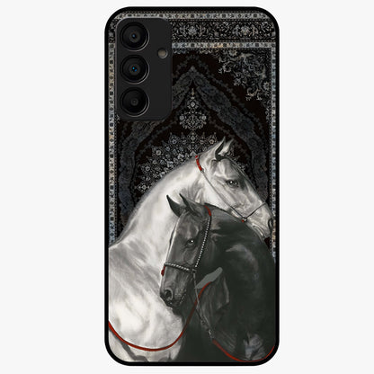 Majestic Ride Legacy Glass Case showing flat back view with powerful automotive inspired artwork and glossy glass finish.