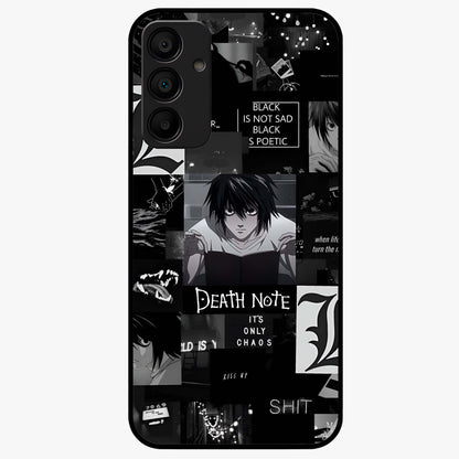 Midnight Chaos Mind Glass Case showing flat back view with abstract dark themed artwork and glossy glass finish.