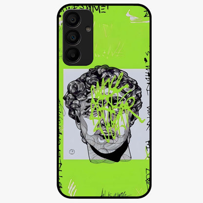 Neo Graffiti Rebellion Glass Case showing flat back view with vibrant graffiti artwork and glossy glass finish.