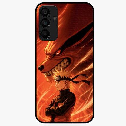 Nine Tails Legacy Glass Case showing flat back view with powerful nine-tailed fox inspired artwork and glossy glass finish.