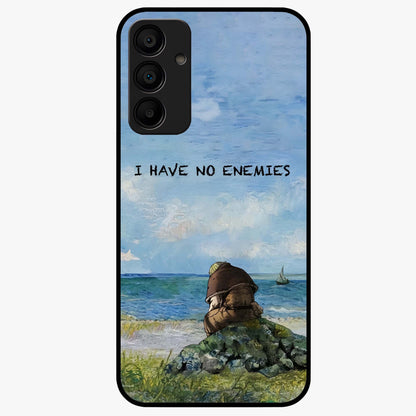 Peace Beyond War Glass Case showing flat back view with symbolic peace themed artwork and glossy glass finish.