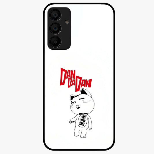 Playful Spirit Charm Glass Case showing flat back view with cheerful charm themed artwork and glossy glass finish.