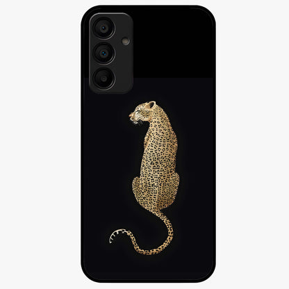 Regal Leopard Glass Case showing flat back view with bold leopard artwork and glossy glass finish.