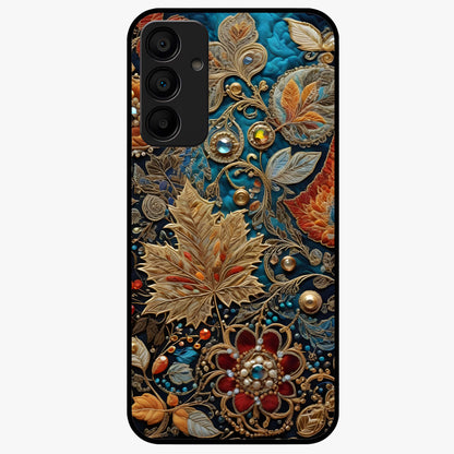 Royal Jewel Garden Glass Case showing flat back view with decorative floral garden artwork and glossy glass finish.