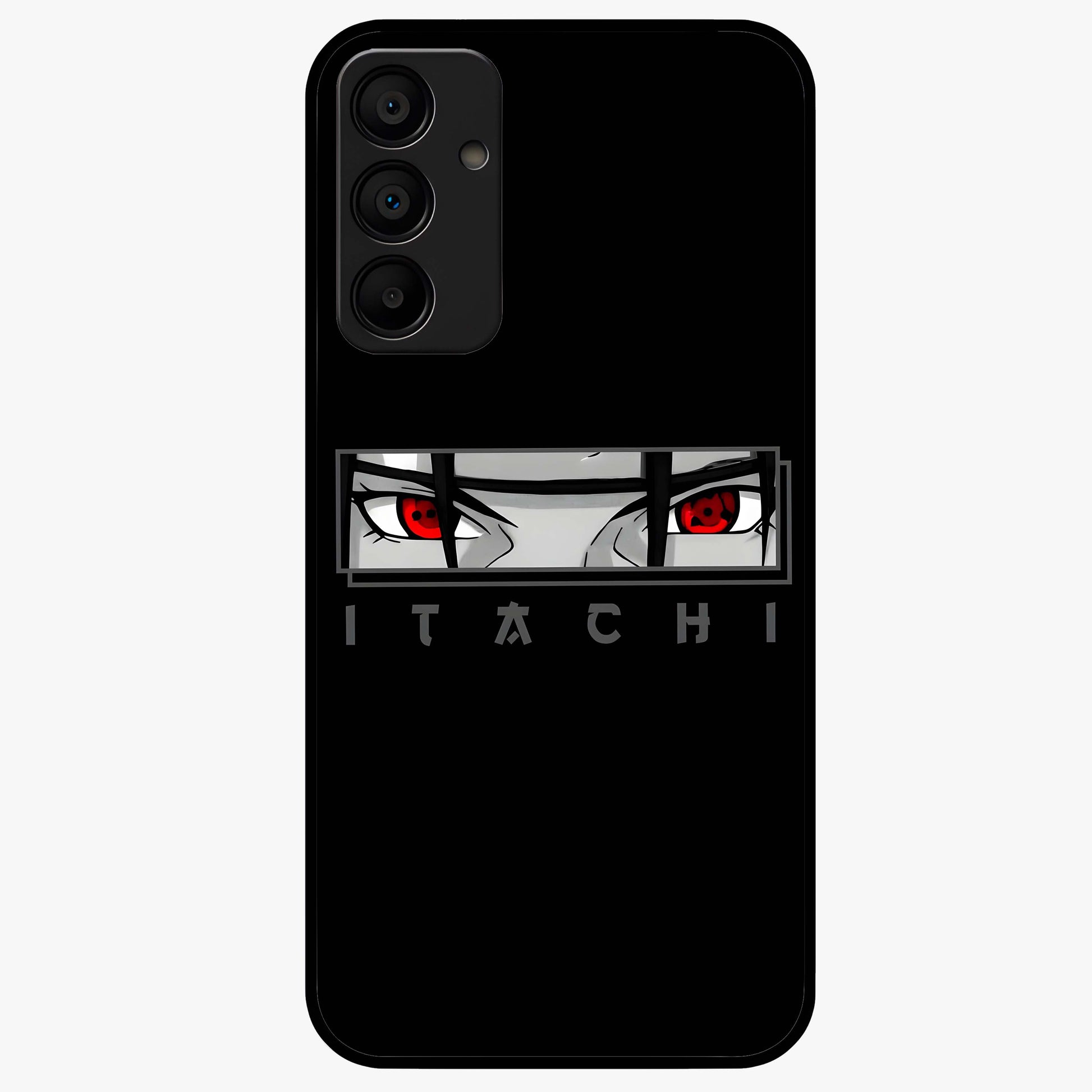 Scarlet Gaze Dominance Glass Case showing flat back view with striking red themed artwork and glossy glass finish.