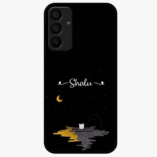 Silent Night Row Glass Case showing flat back view with calm night themed artwork and glossy glass finish.