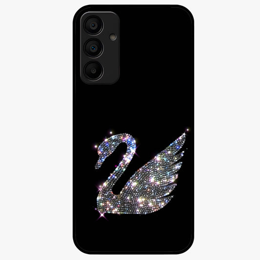 Starlit Swan Grace Glass Case showing flat back view with graceful swan artwork under starry sky and glossy glass finish.