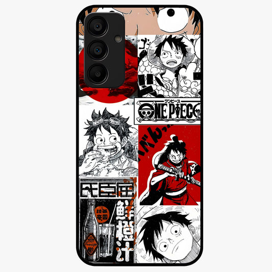 Strawhat Chaos Panels Glass Case showing flat back view with anime inspired chaos panel artwork and glossy glass finish.