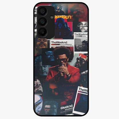The Weeknd Glass Case showing flat back view with music inspired artistic portrait artwork and glossy glass finish.