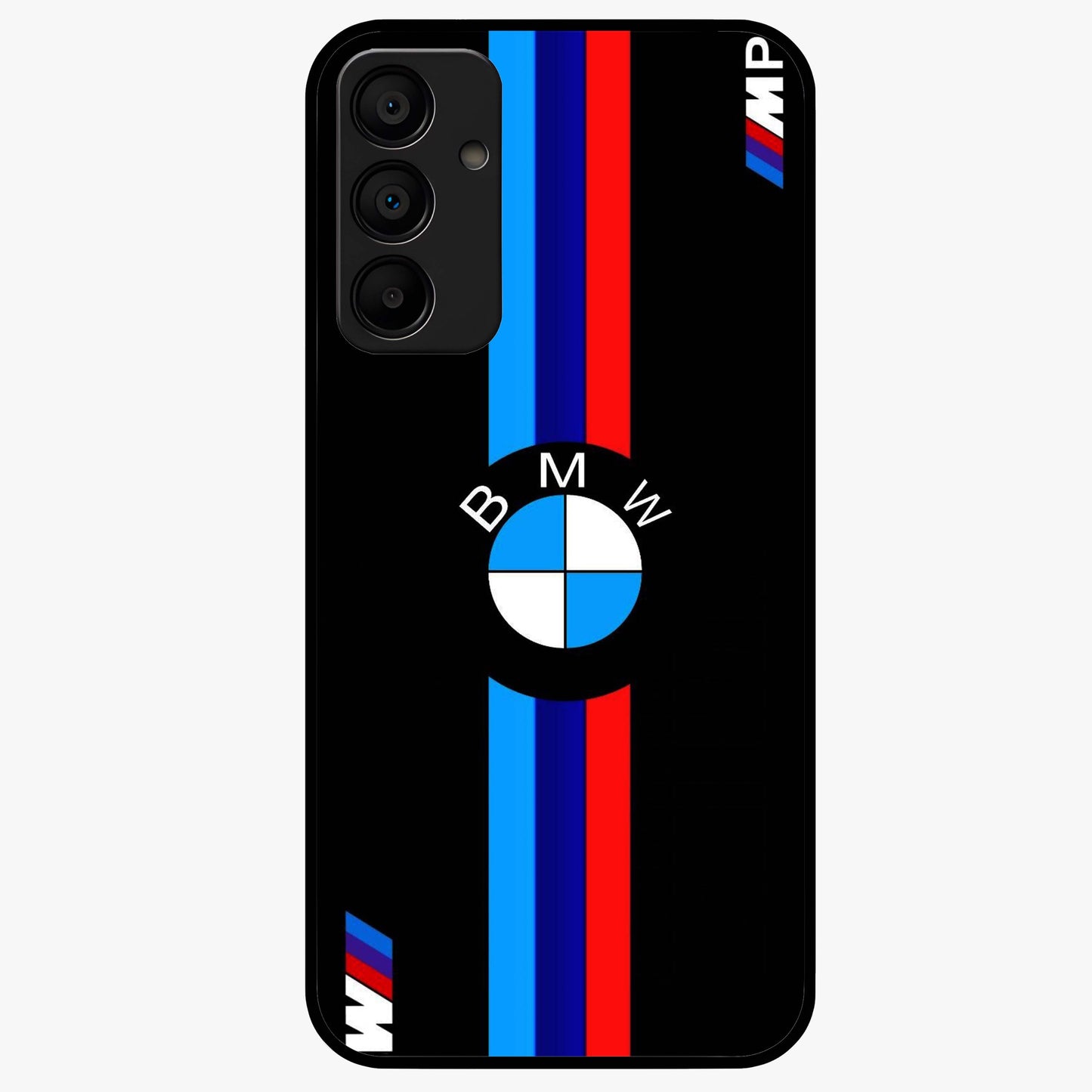 Turbo BMW Beast Glass Case showing flat back view with high performance sports car artwork and glossy glass finish.