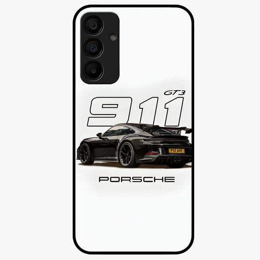 Turbo Legacy Icon Glass Case showing flat back view with iconic sports car inspired artwork and glossy glass finish.