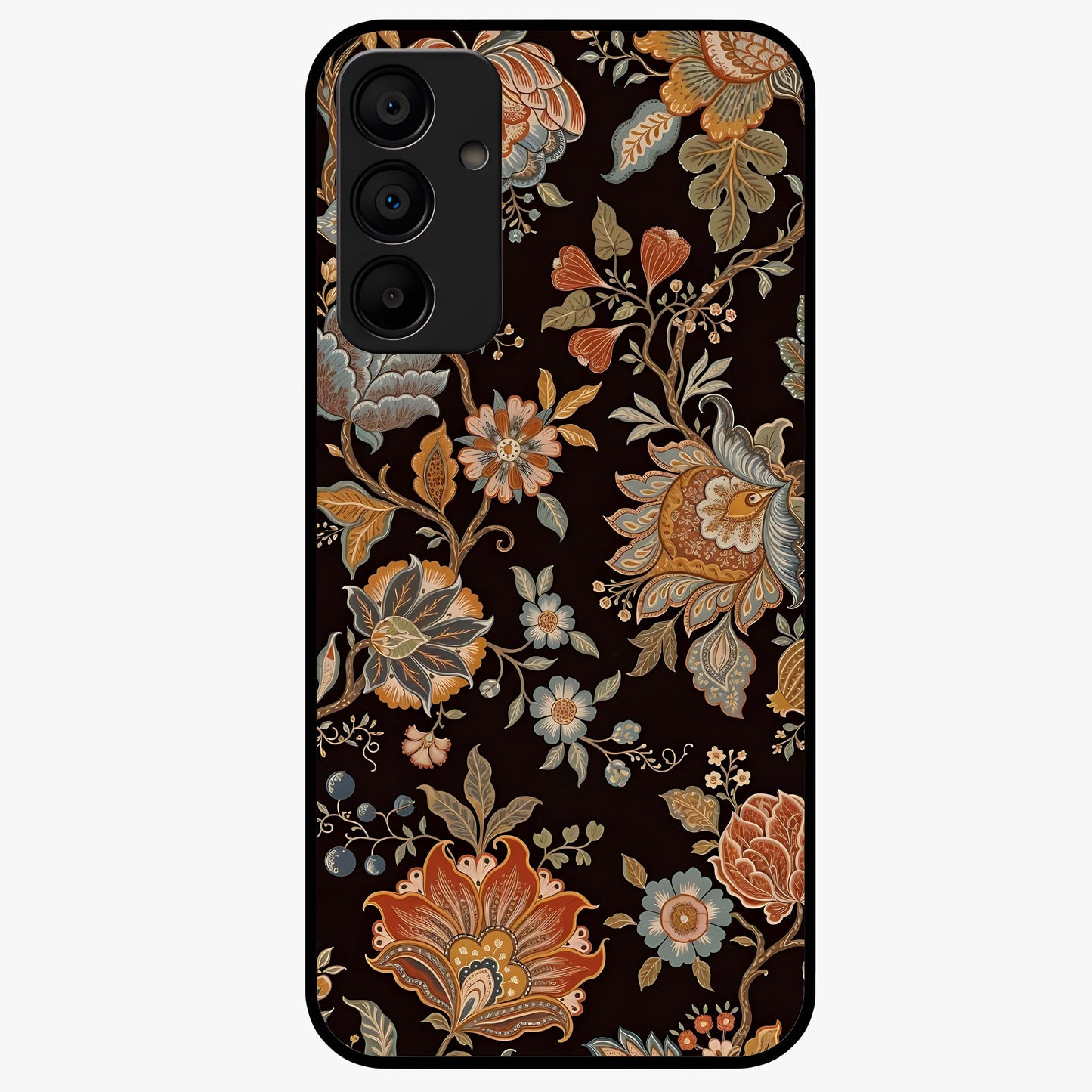 Vintage Floral Dream Glass Case showing flat back view with classic floral artwork and glossy glass finish.