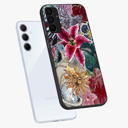 Beaded Garden Fantasy Glass Case displayed in angled mockup highlighting fantasy inspired floral bead pattern.