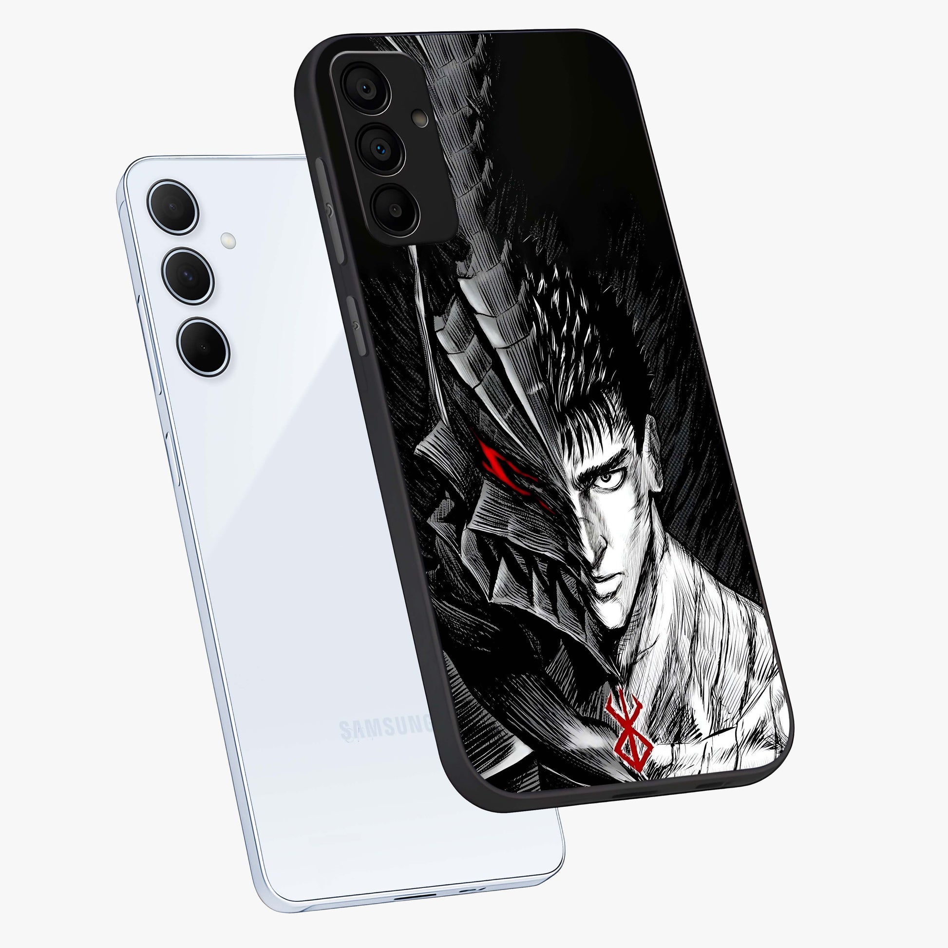 Berserker Blood Oath Glass Case displayed in angled mockup highlighting dark fantasy graphic design and powerful theme.
