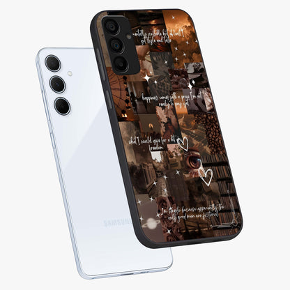 Bittersweet Aesthetic Chaos Glass Case displayed in angled mockup highlighting expressive abstract artwork and edgy aesthetic theme.