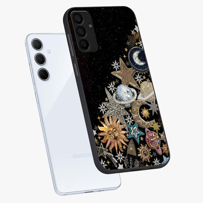 Cosmic Sparkle Dreams Glass Case displayed in angled mockup highlighting dreamy star sparkle design with celestial aesthetic.
