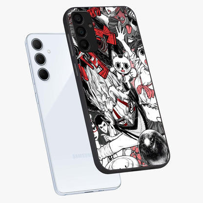 Crimson Chaos Panel Glass Case displayed in angled mockup highlighting chaotic panel style design with modern graphic theme.