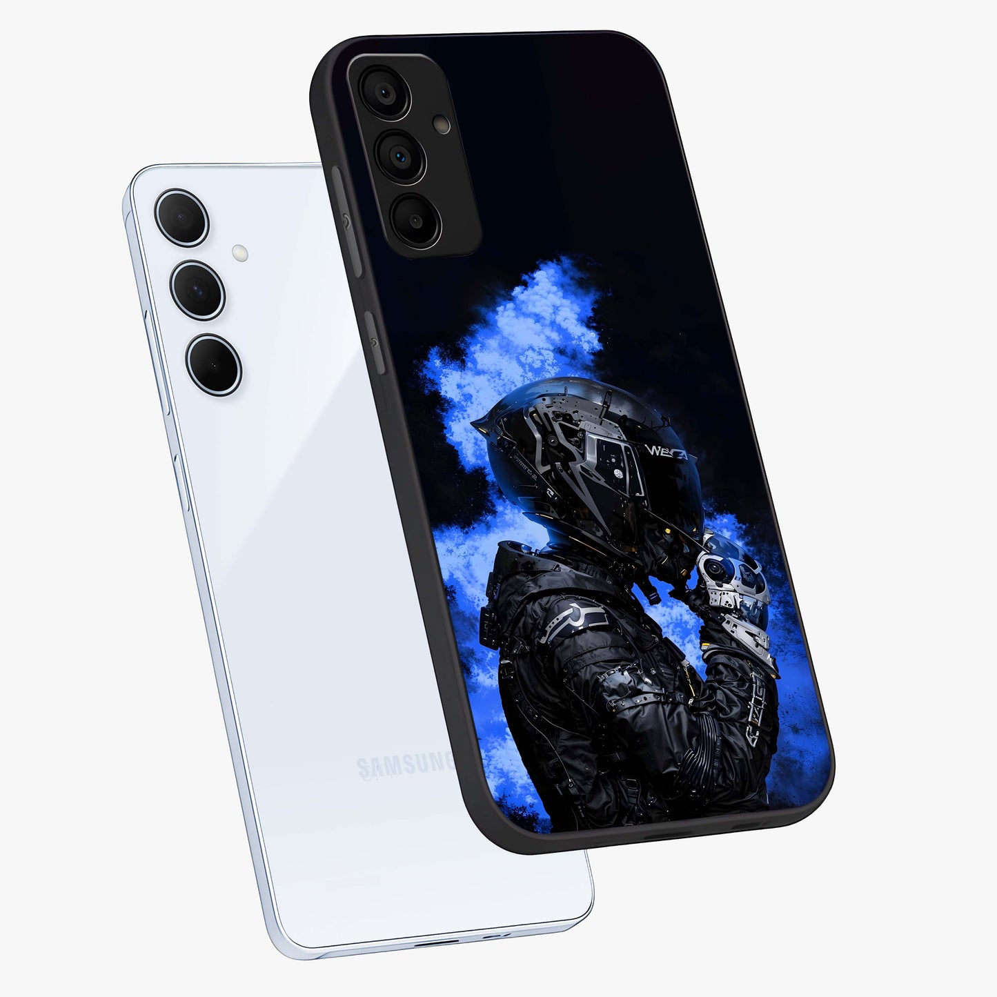 Cyber Sentinel Protocol Glass Case displayed in angled mockup highlighting digital cyber design with sci-fi aesthetic style.