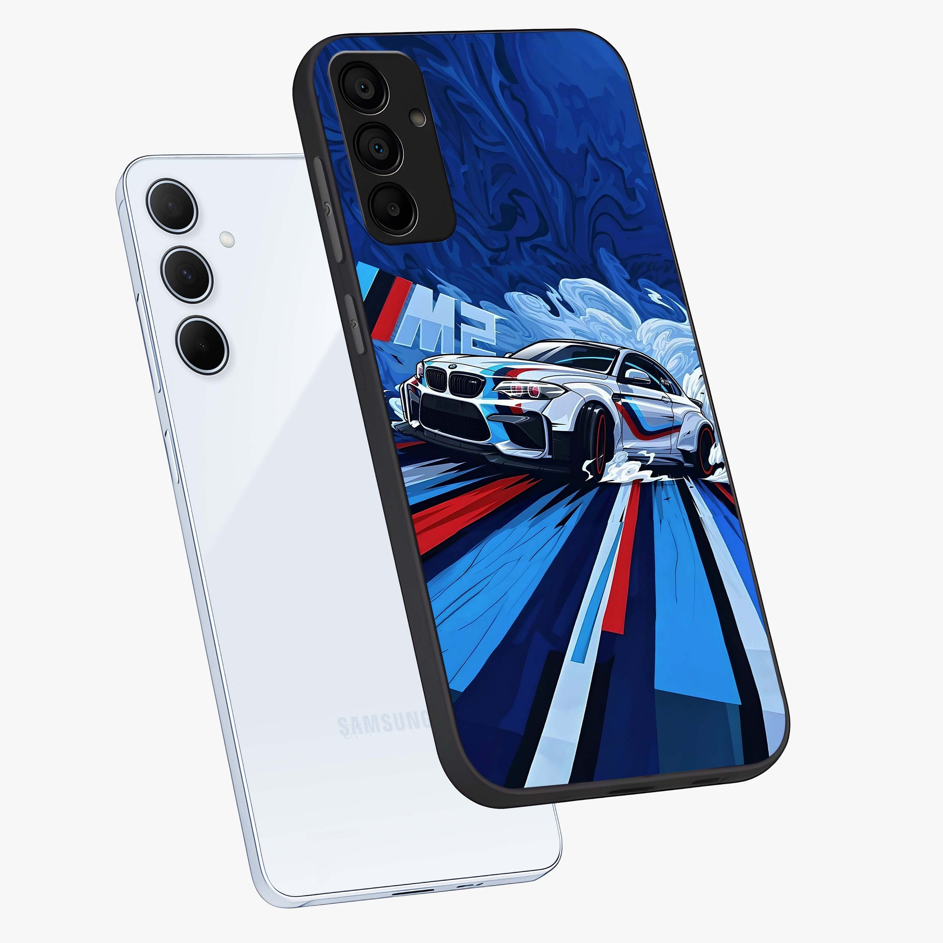 Drift Power Rush Glass Case displayed in angled mockup highlighting powerful drift car design with sporty aesthetic style.