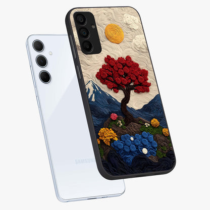 Eternal Nature Tapestry Glass Case displayed in angled mockup highlighting detailed botanical pattern with artistic aesthetic.