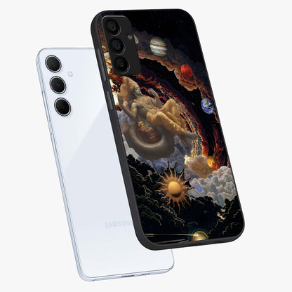 Galactic Divine God Glass Case displayed in angled mockup highlighting powerful celestial deity illustration with galactic aesthetic.